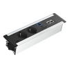 2F81F4F4 Level-E Series Power Module with 4xSchuko Socket/1xUSB (A+A) Charger/1xIMP Slot/White Fascia/End Cap, Colour: White (Fascia/End Cap), Silver (Body), 2 image