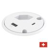 9358501601 Powerdot 16 - 1 gniazdo typu J, 1 port USB-C, 1 ładowarka USB-A 12W, 2 przepusty kablowe, biały, Rodzaj złącza B: USB, Długość kabla: 1.2, Kolor: White, 2 image