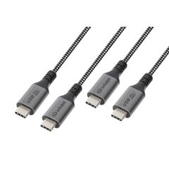 iCable- U4-CC2020 Kabel miedziany USB, Szary, 2m, Type-C na Type-C, Długość: 2m