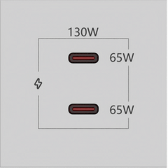 MC-2C130W(W) moduł dwuportowy USB-C, biały, 2xUSB-C, 130W, Kolor: White