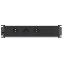 2M20E3A1 Link 3xFrench Belgian socket 1xIMP slot Power entry via 3 Pole connector, Black fascias & end caps, Silver body, Colour: Black (Fascia/End Cap), Silver (Body)