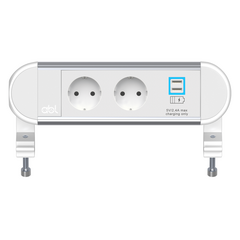 2A01F2F3 Moduł zasilania z 2x gniazdem Schuko/1x SC (A+A), biała fasada i srebrna obudowa, Kolor: White (Fascia/End Cap), Silver (Body)