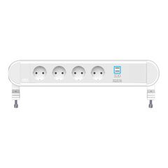 2A0WF4F4 Power Module with 4xSchuko Socket/1xUSB (A+A) Charger/1xIMP Slot/White Fascia/End Cap, Colour: White (Fascia/End Cap), White (Body)