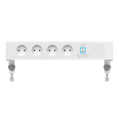 Moduł zasilający 2A21F4A4 z 4x gniazdem Schuko/1x ładowarką USB (A+C)/1x slotem IMP/Biała ramka/Końcówka, Kolor: White (Fascia/End Cap), Silver (Body)