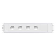 2M21E4A1 Link 4xFrench Belgian socket 1xIMP slot Power entry via 3 Pole connector, White fascias & end caps, Silver body, Colour: White (Fascia/End Cap), Silver (Body)