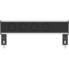 2A20F4A1 Flexi Series Power Module with 4xSchuko Socket/1xTunnel, Black, Colour: Black (Fascia/End Cap), Silver (Body)