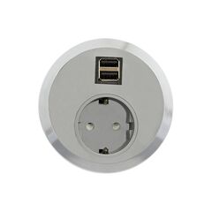 2F22F1F3 Port El Series Power Module with 1xSchuko Socket/1xSC (A+A), Grey, Colour: Grey