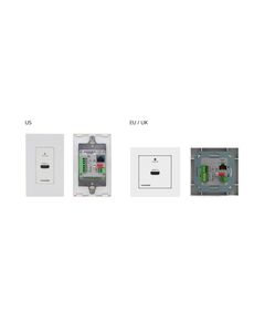 WP-789T/EU-80/86(W) 4K60 4:2:0 HDMI 1-Gang PoE Wall-Plate Transmitter with RS-232 & IR over Long-Reach HDBaseT, Version: EU 80/86