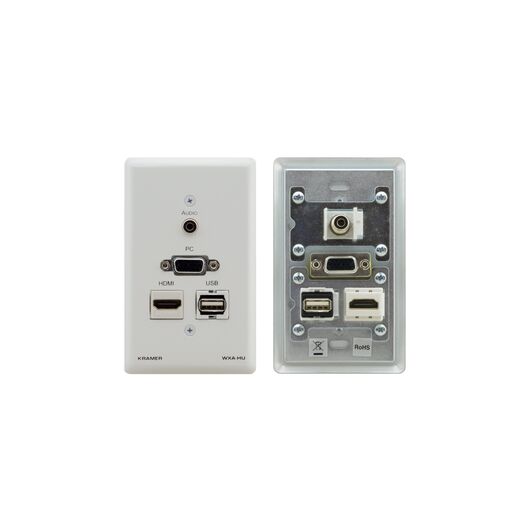 Pasywny przepust kablowy do panelu ściennego WXA-H1/US(W), 15 Pin HD (F), HDMI (F), USB (F), 3.5mm (F), US, Biały, Kolor: White