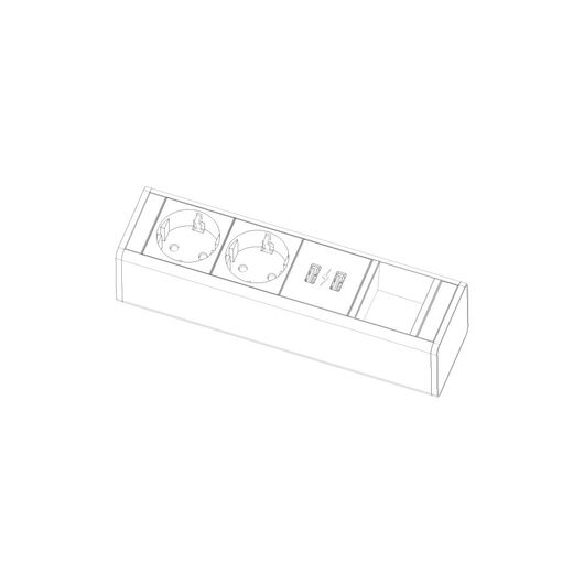 DeskUp B/I/SB-2P1USBC2-1E Modułowy zasilacz biurkowy z 3 gniazdami 2xUSB i możliwością instalacji modułu, biały