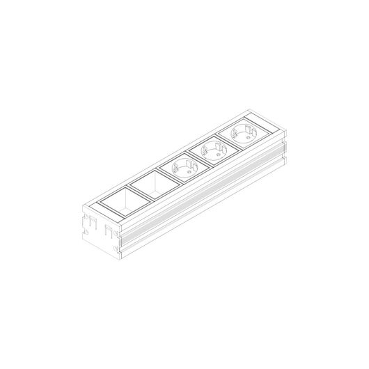 UPD base WN-3P-2E PU1 series modular power supply with 3 sockets and 2 modular units, white / silver