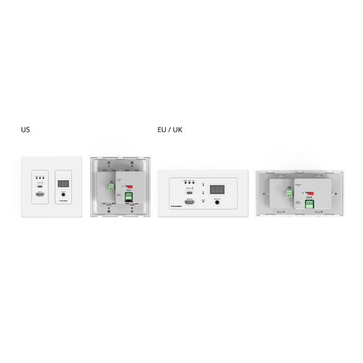 WP-SW2-EN7/US-D(W) Wysokowydajny, AVoIP Auto–Switch Dwu-sekcyjny Panel ścienny Kodera, Wtyczka US, Typ zasilania: US