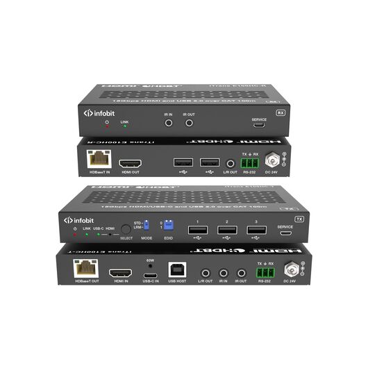 Przedłużacz iTrans E100HC HDMI 4K60 HDMI/USB-C przez HDBaseT 3.0 (100m) z USB 2.0