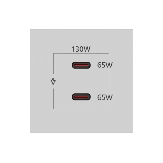 MC-2C130W(W) moduł dwuportowy USB-C, biały, 2xUSB-C, 130W, Kolor: White