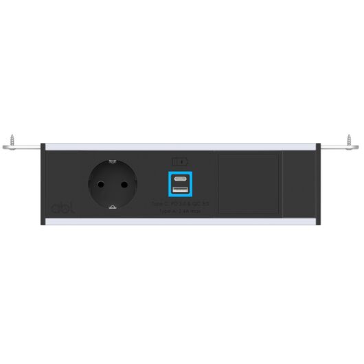 2M80F1A4 Moduł zasilania serii Level-F z 1x gniazdo Schuko/1x ładowarka USB (A+C)/1x slot IMP/czarna osłona/zaślepka, Kolor: Black (Fascia/End Cap), Silver (Body)