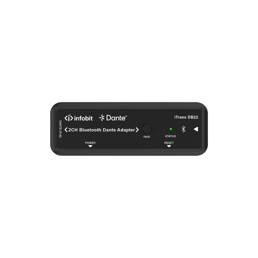 iTrans DB22 2 Channel Dante Bluetooth Input Adapter, USB Type-C, Black