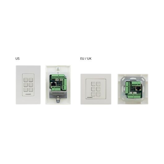 RC-306/EU-80/86(W) Klawiatura sterująca PoE i I/O z 6 przyciskami, rozmiar EU & UK z białymi ramkami EU & UK, Kolor: White, Wersja: EU 80/86 Version