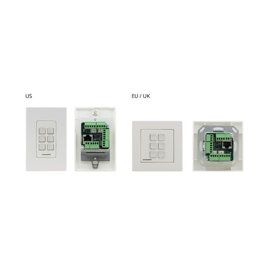 RC-206/EU-80/86(W) Klawiatura sterująca I/O z 6 przyciskami, rozmiar EU & UK z białymi ramkami EU & UK, Kolor: White, Wersja: EU 80/86 Version