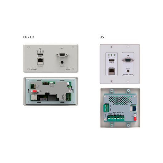 WP-20/EU(B)-80 Active Wall Plate - HDMI & Computer Graphics with Ethernet, Bidirectional RS-232 & Stereo Audio HDBaseT Transmitter, Colour: Black, Version: EU 80