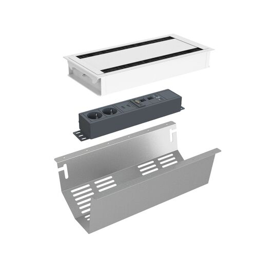 9704050101 Axessline Conference - Kit including PDU, small, white, Connector Type: Schuko, USB, Cable Length: 2, Colour: White