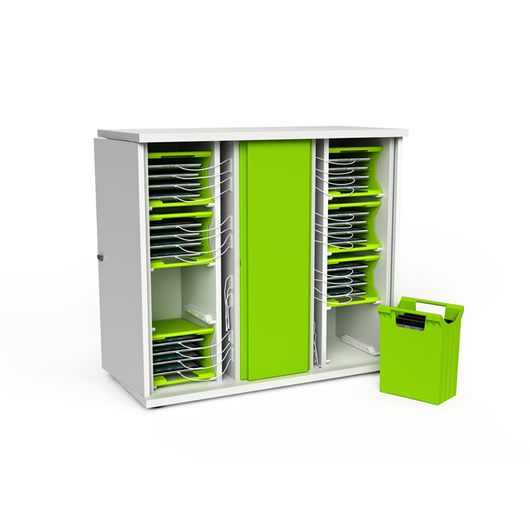 CHRGC-TBB-16-K iPad Charge and Store Desktop Charging Station, White/Lime Green, 11", UK, Plug Type: Uk