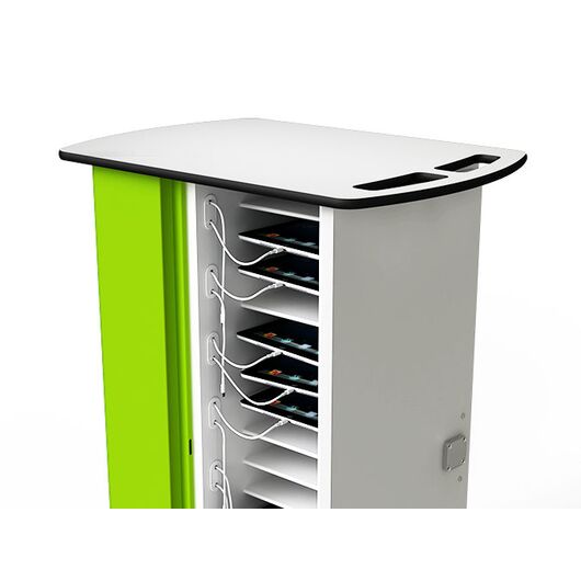 CHRGTUC-TB-40-K Charging Cart, White/Green, 11", UK, 40 iPad & Tablets with Key Locks, Plug Type: Uk, 3 image